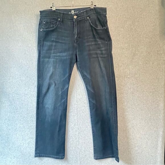 7 For All Mankind Blue Straight Jeans Austyn Style sz. 34 - Picture 2 of 13